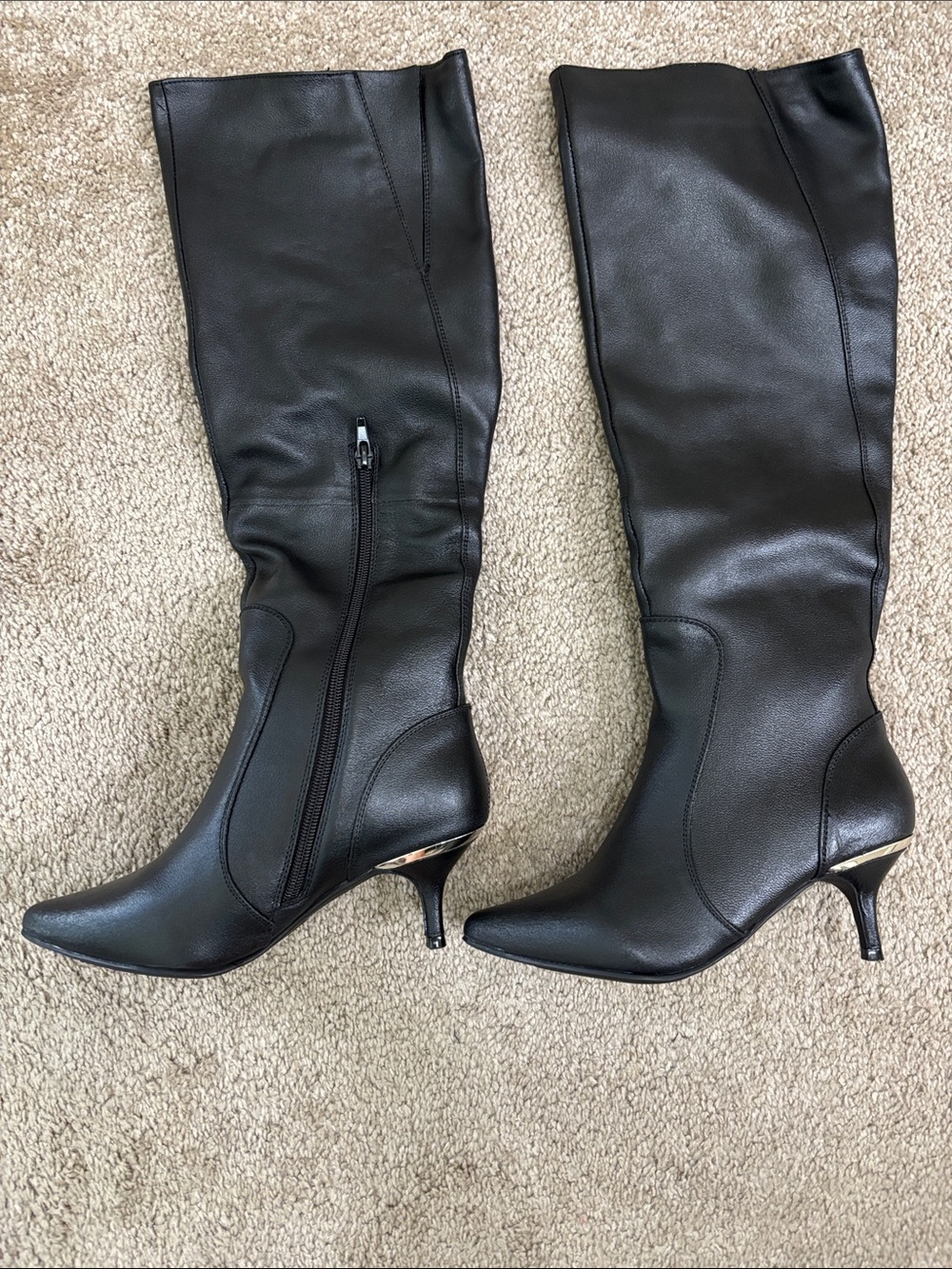 mark. Black Leather Tall Order Kitten Heel Boots Size 6